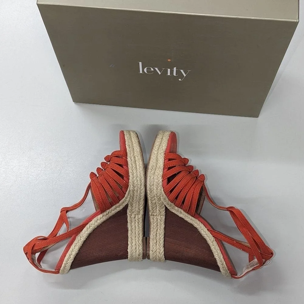 Boho Coastal Y2K‎ Resort Chich Orange Izzy Espadrille Wedge Sandals Levity 7M